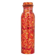 Pure Copper Red Print Water Bottle 1000ml Modern Art Printed Lacquer Pac... - £79.12 GBP