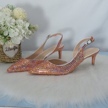 2021 New Arrival Bridal  Bling Pointed Toe Crystal Wedding Shoes Woman High Pump - £191.86 GBP