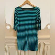 Lilly Pulitzer Cassie Dress Stripes Shift Boat M Blue Green 3/4 Sleeves New - $1,192.56 MXN
