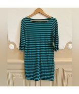 Lilly Pulitzer Cassie Dress Stripes Shift Boat M Blue Green 3/4 Sleeves New - $1,173.13 MXN