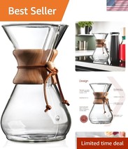 Elegant Classic Pour-Over Coffeemaker - 40oz Borosilicate Glass, Dishwas... - $73.49