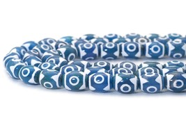 Natural Blue Evil Eye Tibetan Agate - 12x16mm Barrel Beads - Sku#U1478 - $20.00