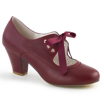 PINUP WIGGLE-32 Women&#39;s 2&quot; Cuban Heel Mary Jane Pump W/ Ribbon Tie Shoes - £51.05 GBP