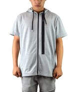 Men&#39;s Casual Short Sleeve Zip-up Hoodie Tops - $16.50