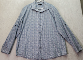 Alfani Dress Shirt Mens 2XL Blue Geo Print Cotton Long Sleeve Collar Button Down - £14.52 GBP