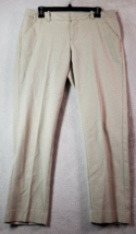 Merona Dress Pants Womens Size 8 Cream Polka Dot Cotton Straight Leg Flat Front - £7.71 GBP