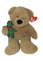 2005 Ty Pluffies tan Bear Beary Merry plush holding green plaid teddy Ba... - £7.77 GBP