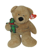 2005 Ty Pluffies tan Bear Beary Merry plush holding green plaid teddy Ba... - $9.89