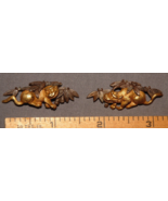 Antique Japanese Edo Era PAIR of KATANA SIZED Gold Applique Figural LION... - $272.25