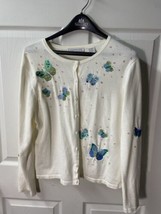 Marisa Christina Cardigan Womens Large Embellished Butterfly Ramie Embro... - $26.15