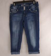 Wallflower White Washed Whiskered Jeweled Embroidered Cuffed Capri Jeans 5 - $19.79