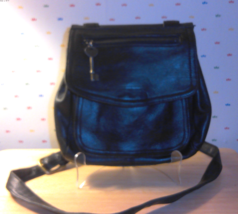 Vintage Fossil Black Pebbled Leather 75082 Crossbody Shoulder Bag - $761.45 MXN
