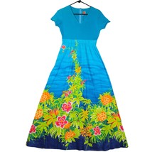 Budo Muu Muu Womens Size 9 Dress Floral Midi Blue Hawaii Vacation Beach ... - $215.34 MXN