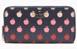 Kate Spade Large Continental Wallet Black Red Apple Print NWT K8296 $229 MSRP FS - £67.25 GBP