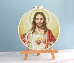 Jesus cross stitch Sacred Heart pattern pdf - Jesus Christ cross stitch icon  - £4.22 GBP