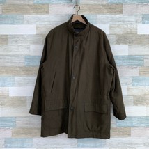 Jos A Bank Flannel Lined Overcoat Brown Faux Suede Field Casual Mens Large - $98.99