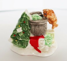 Dept. 56 Snow Village Cat in a trashcan figurine accessory - £12.17 GBP