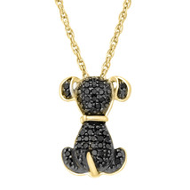 1/5 Ct Black Real Moissanite Dog Pendant 14K Yellow Gold Plated Sterling Silver - £70.43 GBP