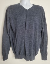 J CREW Mens Sweater Size Large Tall Blue Pullover V-Neck Cashmere Cotton - $24.99