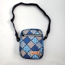 New Handmade Canvas Crossbody Bag Blue Patchwork Floral Print 6&quot;x 8&quot; x 2&quot; - £25.96 GBP