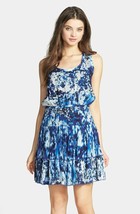 NWT Nicole Miller Artelier Mason in Lagoon Blue Pleated Hem Blouson Dress S M L - £35.39 GBP