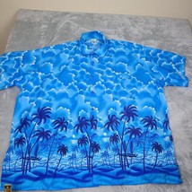 Rima Men’s St. Lucia Hawaaian Shirt Sz 3XL Blues Palm Trees Clouds Sailboats - $24.67