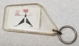 Avia Oil Company Keychain 1960s Switzerland Acrylic Black Red Gas Attendant - $12.30