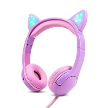 Kids Headphones, Safe 85Db Volume Control Light Up Cat Ear Headphones For Ipad F - £27.17 GBP