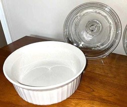 CorningWare French White 1.5 Quart Round Baking Dish w/Glass Lid -MINT C... - $21.25