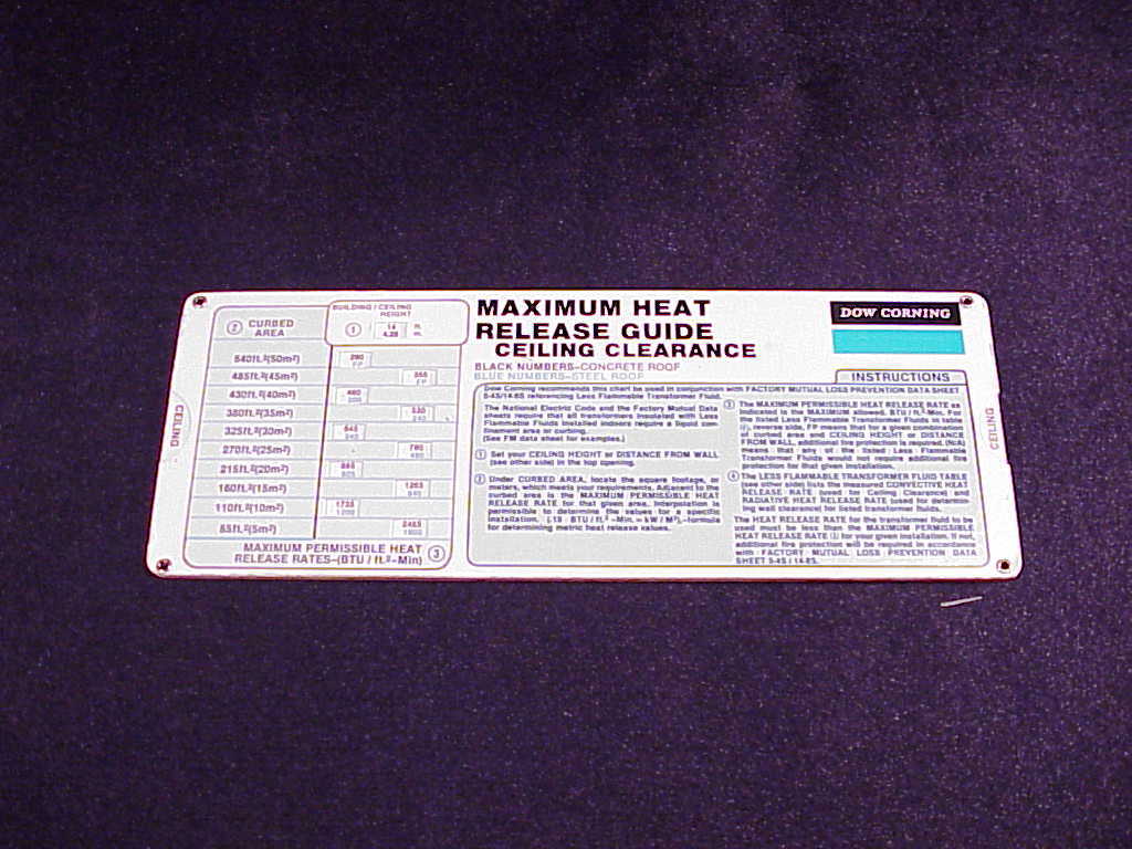 1981 Maximum Heat Release Guide Sliding Calculator, ceilings walls, Dow Corning - $9.95