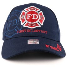 Trendy Apparel Shop Fire FD First in Last Out Embroidered Structured Baseball Ca - £13.62 GBP