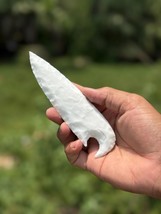 White Jade Glass Dagger 5.5–6&quot; | Hand-Knapped Crystal Athame | Ritual Gift - $14.84+