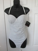 Newport News Swim 1pc Figure Control Swimsuit Shape Fx White Embellished Nwt - $49.95