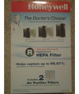 NIB Two Honeywell Allergen Remover Replacement Air Purifier HEPA Filter ... - £40.66 GBP