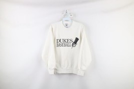 Vintage 90s Mens Small Spell Out Dukes Baseball Crewneck Sweatshirt Whit... - £35.79 GBP