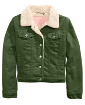 Jou Jou Big Kid Girls Sherpa Fleece And Corduroy Jacket, Large, Olive - £63.39 GBP