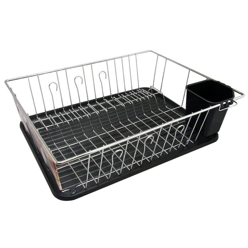 Better Chef 16 Inch Chrome Dish Rack with Black Draining Tray - $41.96