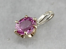 2Ct Simulated Pink Sapphire Solitaire Pendant W/18&quot; Chain Gold Plated 925 Silver - £15.58 GBP
