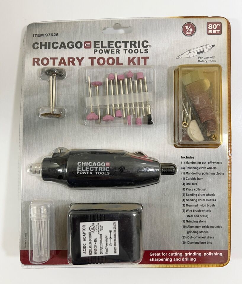 Chicago Electric Rotary Tool Kit Cutting Grinding Polishing Sharpening Drilling - $10.68