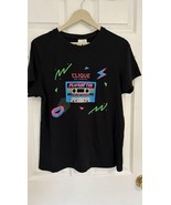 Clique Playlist Tshirt Men’s 1990’s Vintage Size Large Black Neon Casset... - $12.79