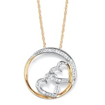 18K Gold Over Sterling Silver Diamond Accent Double Heart Eternity Pendant - £160.35 GBP