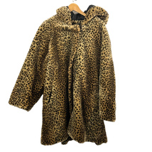 VTG Leopard Faux Fur Coat Women&#39;s 3X Hooded Zipper Front - £43.14 GBP