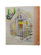 Christmas Holiday Greeting Card Vintage Snow Covered Home Mid Century Mo... - $8.90