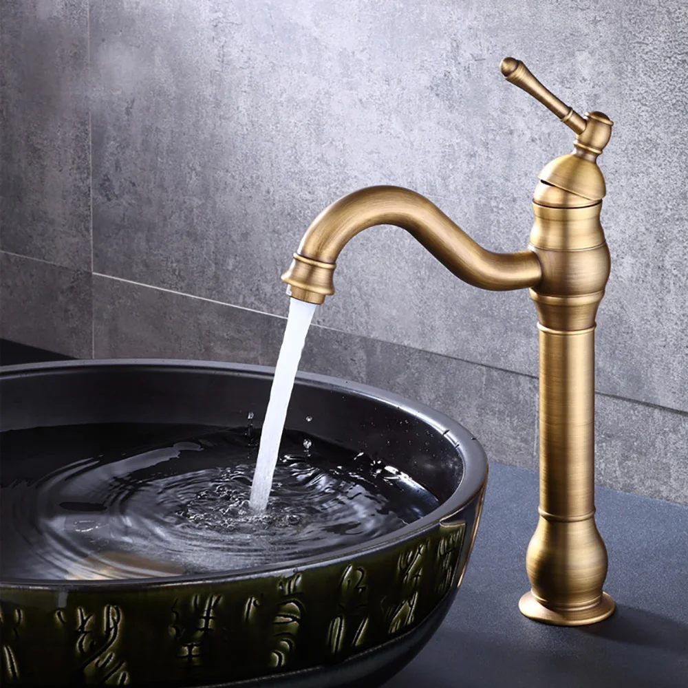House Home Modern BrA Bathroom Sink Mixer Faucet Antique Hot and Cold Mixing Hei - £64.95 GBP