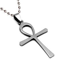 ANKH NECKLACE Egyptian Cross Pendant 316L Stainless Steel Metal 70cm Bal... - $148.82 MXN