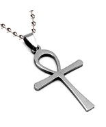 ANKH NECKLACE Egyptian Cross Pendant 316L Stainless Steel Metal 70cm Bal... - $10.82 CAD