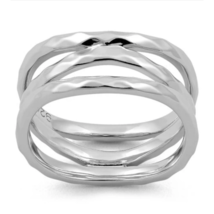 Crisscross Three Strand Hammered Ring Size 7 Solid 925 Sterling Silver - £21.13 GBP