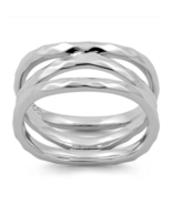 Crisscross Three Strand Hammered Ring Size 7 Solid 925 Sterling Silver - £21.26 GBP