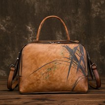 High Quality Genuine Leather Women Tote Bag Handbag Flower Pattern Crossbody Rea - £99.74 GBP