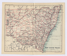1912 Antique Map Of New South Wales / Australia / Verso City Map Of Sydney - £24.42 GBP